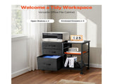 Mobile Metal File Cabinet with 3 Fabric Drawers and 2 Open Shelves Black V952-JSHXWJGJTMZWYX3KK001V0