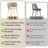 SERENIT Ivory Modern Hand Weaving Dining Chairs,Velvet Upholstered Side Chairs with Gold Legs, Chic V255-GP1800-DC-IVORY