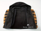 Plaid Hooded Jacket with Velvet Lining - Yellow - Size 2XL V1106-M-APP-9978-YELL-2XLAU2XLEU54