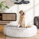 i.Pet Pet Bed Dog Cat 90cm Large Calming Soft Plush White Brown PET-BED-D90-WHBR