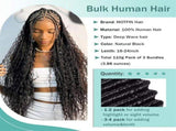 3 Packs Natural Color Wig, Human Braiding Hair for Boho Braids virgin Human Hair 110g 16-24 Inch V1370-AZ4-12423