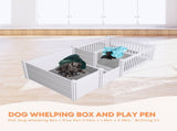 Rooster Farms 2.96m x 1.48m PVC Dog Whelping Box Playpen Kit - Anti-Crush Rail V238-SUPDZ-41965153124432