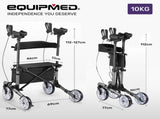 EQUIPMED Upright Rollator Walker with Forearm Rest Supports, Mobilty Aid with Seat, Grey V219-HELRLTEQU5GA