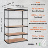 VEVOR Storage Shelving Unit, 5-Tier Adjustable, 907 kg Capacity, Heavy Duty Garage Shelves Metal V952-SXHJC24DX48WXEASCV0