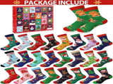 Advent 2025 Adult Men 24 Days of Christmas Cotton Socks US 7-13 Fun Christmas Sock Advent V1079-SOCKRED