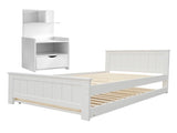 Artiss King Single Bed Frame and Bedside Table White WBED-03KS-FURNI-P16-AB