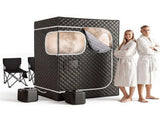 Devanti Portable Steam Sauna Tent 2 Person 1000W 3L Steamer Home SPA 60Min Timer ST-SAU-2P3L-180-BK
