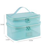 Mesh Breathable Makeup Bag 5-Pack Set - Travel Toiletry Organizer Kit with Triangle Octagonal Square V1259-BAG-07-SET5-BLU