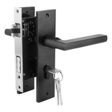 Space Aluminum Bedroom Door Lock Home Security Bedroom Handle Lock with Keys Screw Black V1294-YM0901-3114200057811