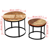 Coffee Table Set 2 Pieces Solid Reclaimed Wood Round 40/50cm 43_244007