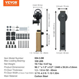 2440 mm Sliding Barn Door Hardware Closet Track Kit for Double Doors J Hanger V952-GCYMWJTJHS8FLSQZJV0