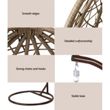 Gardeon Outdoor Egg Swing Chair Wicker Rattan Furniture Pod Stand Cushion Latte HM-EGG-RAN-S-LACR-AB