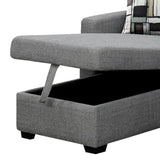 Fontana Pullout Sofa Bed with Storage Chaise Lounge Sarantino - Grey SOFA-M084-LNN-GY