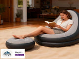 Large size inflatable sofa with foot pedal / foot stool Large size wide seat deep sitting feeling, V1102-HESF-001