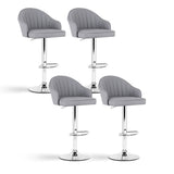 Artiss 4x Bar Stools Kitchen Swivel Gas Lift Counter Chair Shell Leather Grey BA-K-256-GYX4
