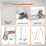 VEVOR Commercial Electric Food Warmer Countertop Buffet 4*8Qt with Glass Shield V952-SYSPBWQBLZK4RHM29V3