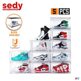 5PC Stackable Shoe Display Box Hard Acrylic Sneaker Storage Containers Case V465-82010