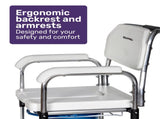 Equipmed Commode Shower Chair, Over Toilet or Bedside 136kg Capacity Aluminium frame with Wheels, V219-HELSBSEQCC4A