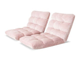 Artiss 2PCS Floor Lounge Sofa Bed Flannel Fabric Pink FLOOR-SBL-M193-S-PKX2