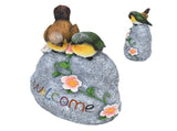 Double Sparrow Welcome Sculpture Cute Simulation Resin Ornament for Outdoor Home Garden Yard V1294-YM0718-3111210479511