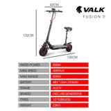 VALK Fusion 7 Electric Scooter, 800W, AU Compliant, with Seat Option, 48V 13Ah Lithium, 50km Range, V219-TRNESCVAF7SA