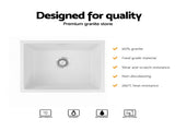 Cefito Kitchen Sink 55x45cm Granite Stone Sink Single Bowl White SINK-STONE-A-5545-WH