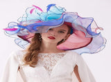 Women's Organza Saturday Horse Racing Derby Day Wide Church Hat V1370-AZ4-09835