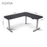 FORTIA Corner Standing Desk, 160x140cm, 72-118cm Sit to Stand Up Electric Height Adjustable, Black V219-ADKCORFOR1BKSA
