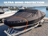 600D Heavy Duty Waterproof Boat Cover, Silver, 17-19FT, 600*230cm V1197-BOATCOVER-SILVER-600D-17X19FT-600X230CM