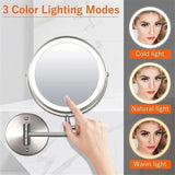 8 Inch Wall Mounted Makeup Mirror with Lights, 3x/10x Magnification, Dimmable 3 Light Modes, 360&deg V1188-MS-325-0324