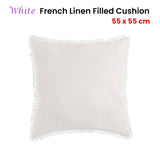 Vintage Design Homewares White French Linen Filled Cushion Square - 55cm x 55cm V442-HIN-CUSHION-FRENCHLINEN-WHITE-SQ