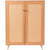 VEVOR Rattan Shoe Cabinet 5 Tiers Shoe Organizer 2 Doors & Adjustable Shelves V952-DMTBXJ2M293718WI7V0
