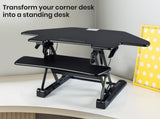 Fortia Corner Desk Riser 110cm Wide Adjustable Sit to Stand for Dual Monitor, Keyboard, Laptop, V219-FURDTDFORACX1