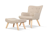 Artiss Armchair Set with Ottoman Beige Lansar UPHO-B-ARM05STO-BG