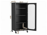 Artiss Buffet Cabinet Sideboard X2 Slim Kitchen Storage Trolley Wheels Black AI-B-SID40-4T-BKX2