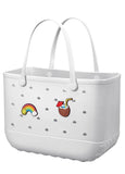 EVA Beach Tote Bag for Swimming, Pool & Travel Waterproof Washable Rubber Handbag with 2 Random V1107-CS-STDDBB