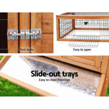 i.Pet Chicken Coop Rabbit Hutch 155cm x 49cm x 90cm Large Chicken Coop Wooden Run Cage House Outdoor PET-GT-WOOD-R1420