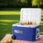 Glacio 60L Portable Ice Cooler Box With Wheels Camping Fridge ICE-COOLER-60L-WHEEL-BL