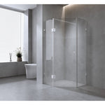 90cm Frameless Diamond Shower Screen with Chrome Brackets and SS Hinges, Round Handle V63-932401