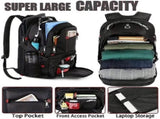 Black 50L Extra Large Laptop Backpack with USB Charging Port - Waterproof Oxford Fabric Travel & V888-ELOSUNG42447