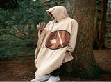 Khaki Cozy 4-in-1 Wearable Fleece Poncho Sleeping Bag - Multifunctional Camping Blanket with V888-ELOSUNG32562