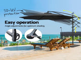 Instahut 3m Umbrella w/Base Outdoor Cantilever Beach Garden Patio Parasol Black UMB-BAN-50N-COM-BK