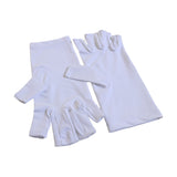 5-Pair White UV Protection Fingerless Gloves for Nail Art Curing and Cycling Sun Protection - Made V888-ELOSUNG39416