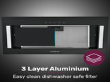 EUROCHEF 60cm Undermount Rangehood Black, Quiet 3-Speed, 3-Layer Dishwashable Filter, LED Lights V219-RGHUDREC6BFA