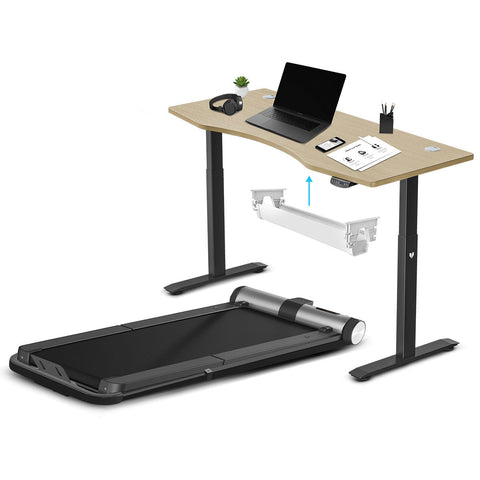 WalkingPad MC21 with Dual Motor Automatic Standing Desk 150cm in Oak and Cable Management V420-KWTM-MC21F-C