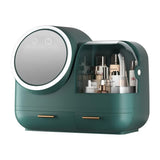 Green LED Vanity Makeup Organizer with Partition Storage and Touch-Control Mirror - Large Capacity V888-ELOSUNG15131