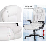 Artiss 8 Point Massage Office Chair Heated Seat Recliner PU White MOC-09M-WH