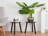2Pcs Small Side Table Round End Table Wood Plant Stand Super Thick 3-Legs Stool V767-ZJJ461-G1