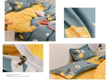 4pcs Bedding Set Soft Cotton Bed Sheet Quilt Cover Pillowcase Thickened Bedclothes for Home Lemon V1294-YM0523-3117220071811