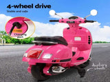 Kids Electric Ride On Car Motorcycle Motorbike Vespa Licensed GTS Pink RCAR-MBIKE-VESPA-PK